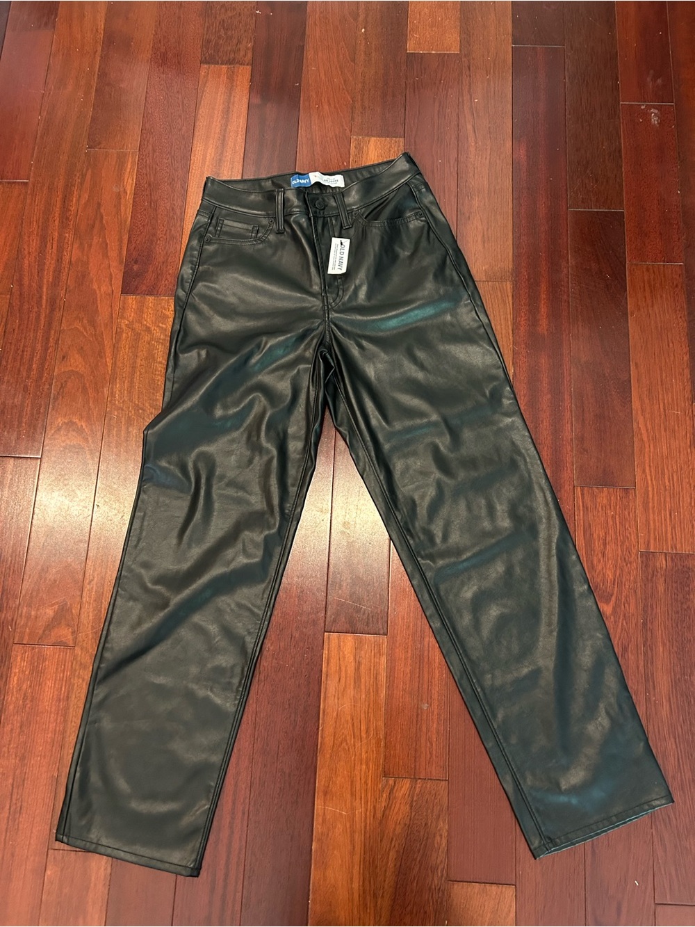 NWT Old Navy Faux Leather Black Pants High Waist OG Loose Party Festival